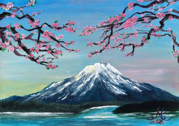 Гора Фудзияма японская живопись