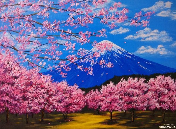 Картина с цветущей сакурой