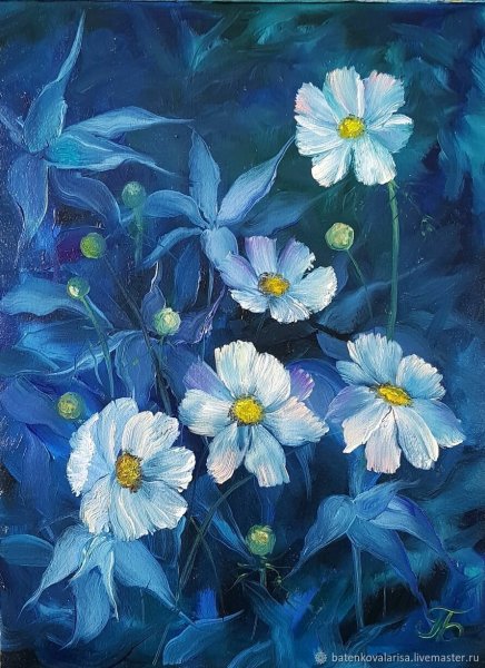 Синие цветы живопись