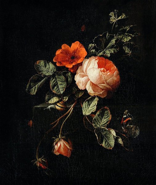 Картина цветы на темном фоне