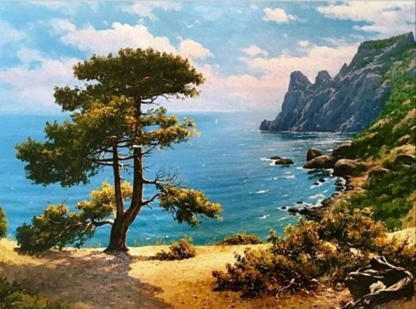 Картины гор на фоне моря