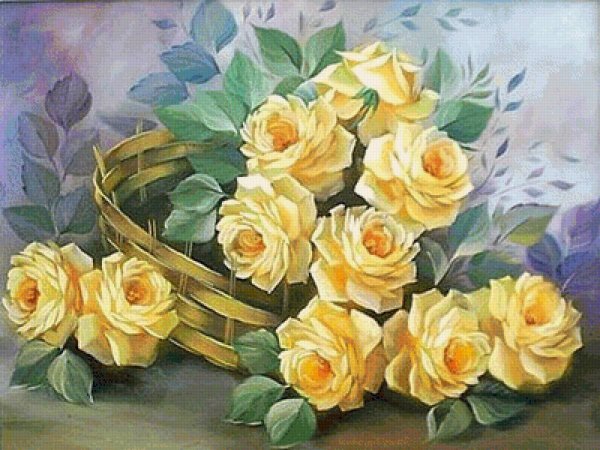 Картины с розами на желтом фоне