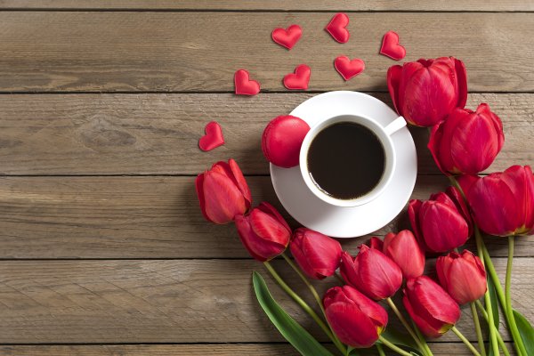Утренний кофе и цветы