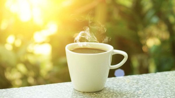 Чашка кофе в лучах солнца