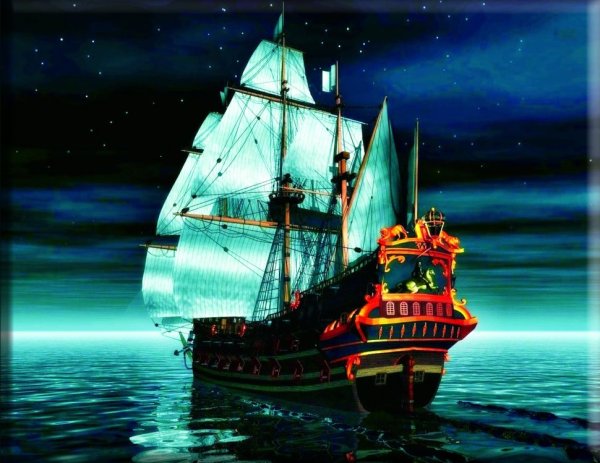 Галеон корабль в море
