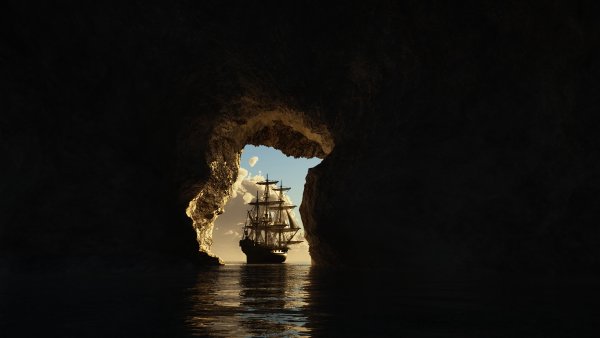 Пиратский корабль в море