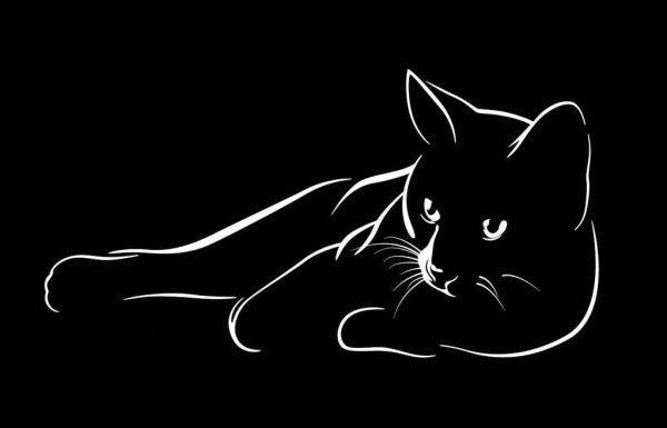 Черная кошка силуэт