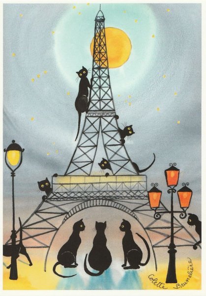 Иллюстрации с котиками в Париже