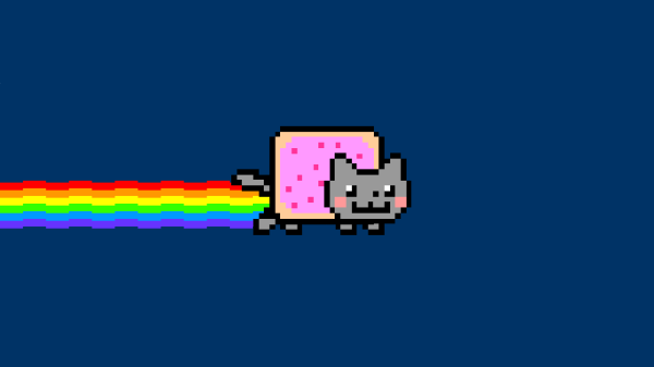 Кот на фоне радуги