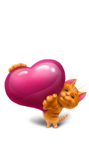 Открытка котенок с сердечком