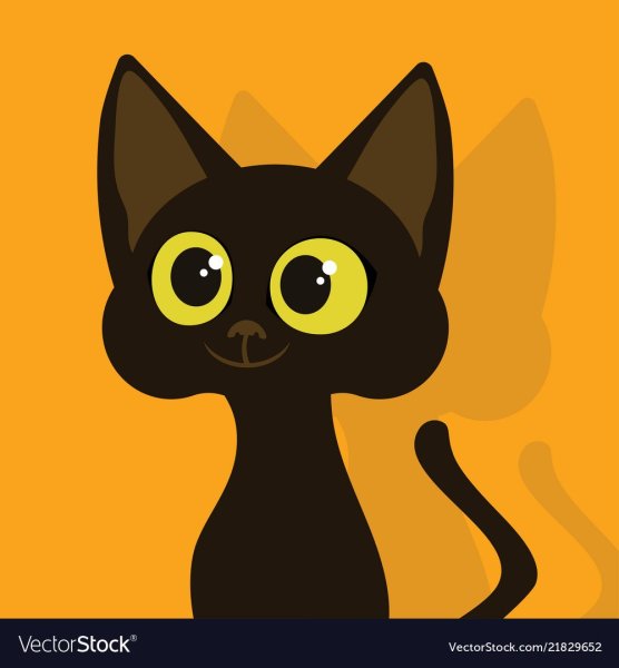Черная кошка на желтом фоне