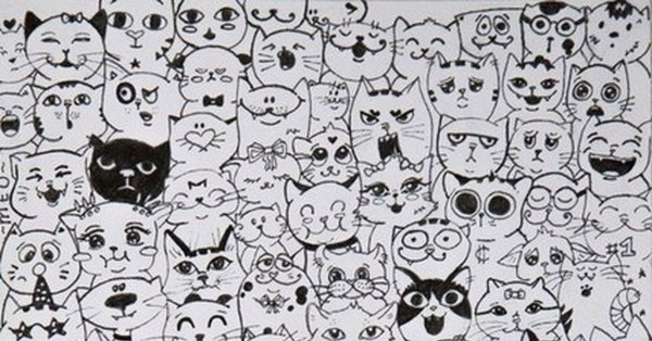 Много котиков рисунок