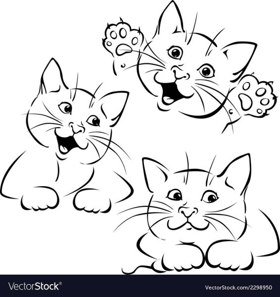 Кот контурный рисунок