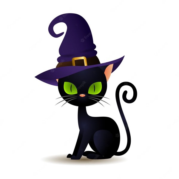 Кошка в шляпе ведьмы