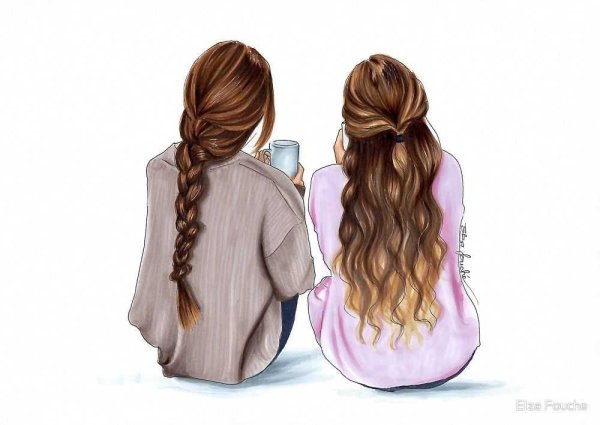 Две девушки рисунок