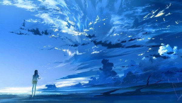 Красивый фон аниме пейзаж небо