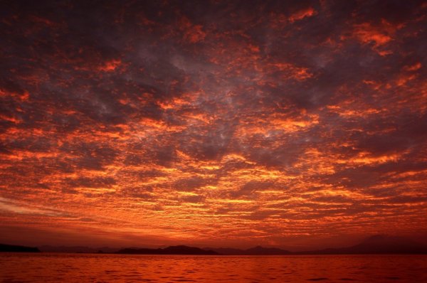 Небо закат оранжевый