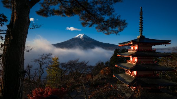 Храм в Киото гора Фудзияма