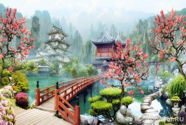 Древний Китай сады сады фреска