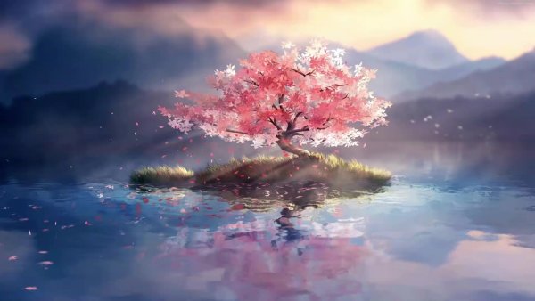 Красивый фон с деревом сакуры