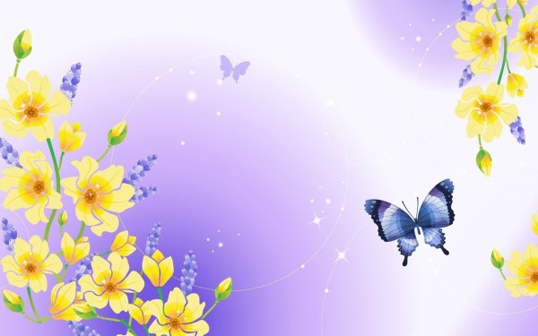 Красивый фон цветочки и бабочки