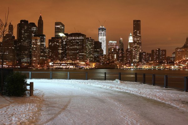 Нью-Йорк Сити Манхэттен зимой
