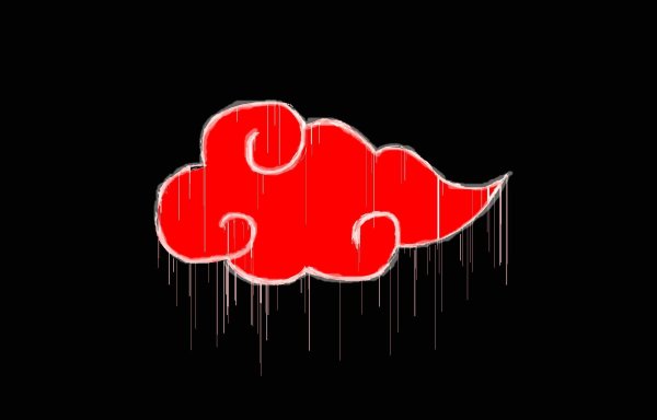 Красное облако акацки на черном фоне
