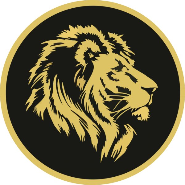 Золотой Лев на черном фоне