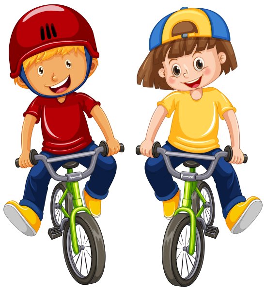 Два мальчика катаются на велосипеде