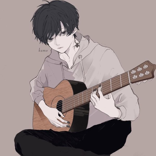 Аниме мальчик с гитарой