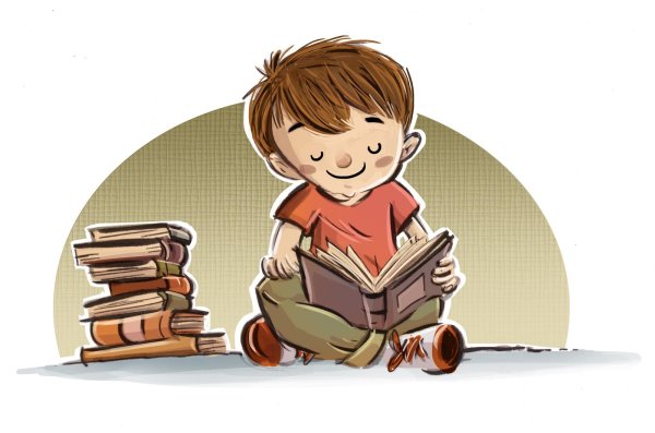 Мультяшный мальчик с книгой