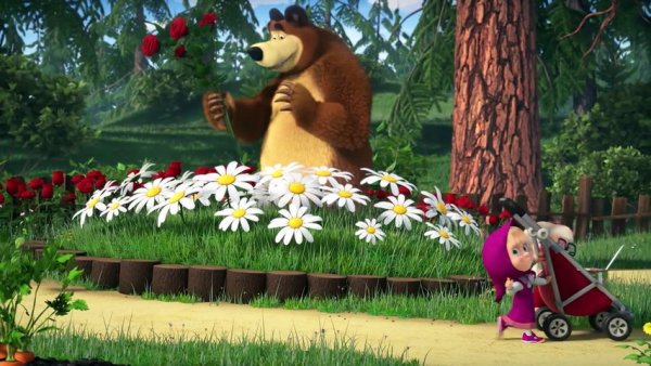 Маша и медведь цветы