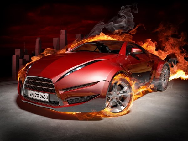 Машина в огне