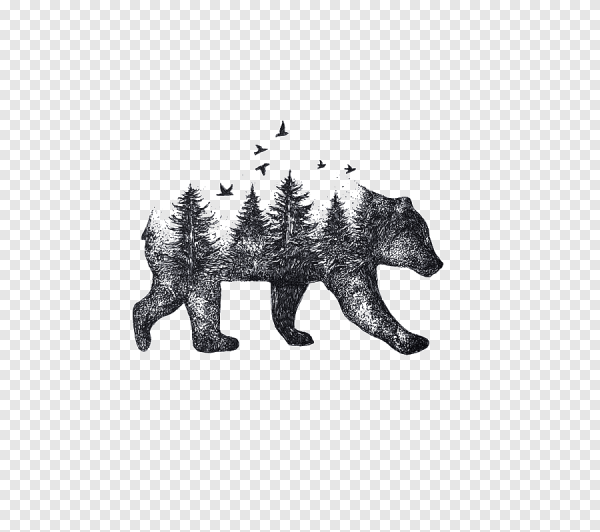 Силуэт медведя в лесу