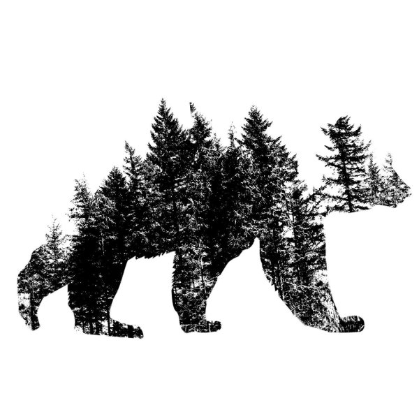 Эскиз тату медведь в лесу