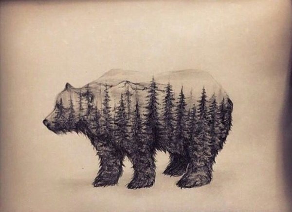 Тату медведь горы лес