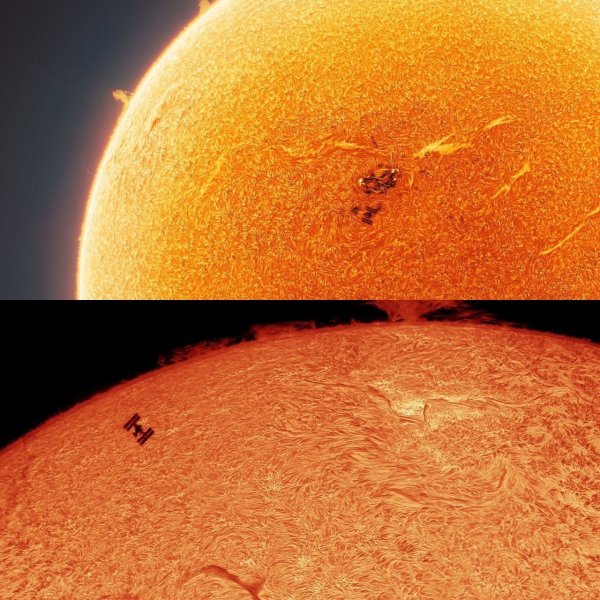 Снимки МКС на фоне солнца
