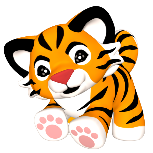 Тигр мультяшный на прозрачном фоне