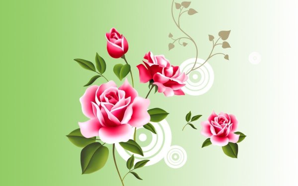 Розовые цветы на зеленом фоне