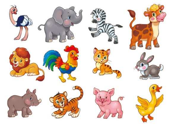 Цветные животные для детей
