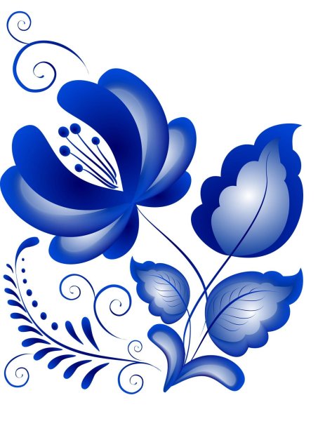 Мазковая роспись цветочек Гжель
