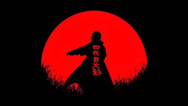 Силуэт самурая на Красном фоне