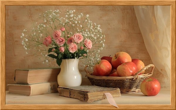 Красивые натюрморты с цветами и фруктами