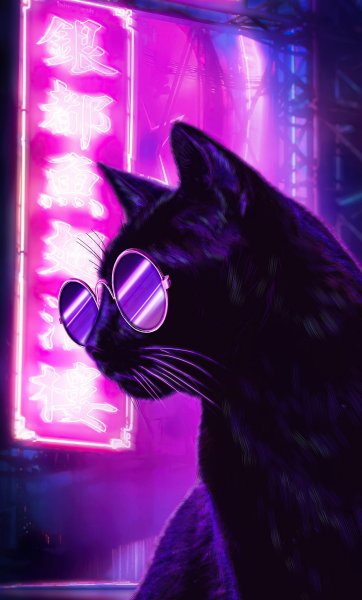 Неоновый кот фиолетовый