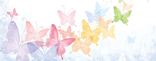 Фон Акварельные цветы бабочки
