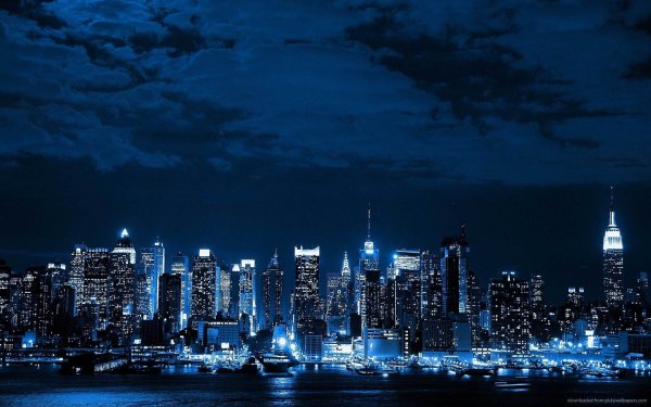 Фон ночной Нью-Йорк небоскребы