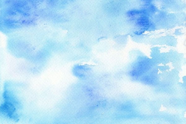 Облака на голубом фоне красками