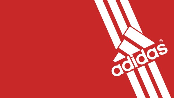 Логотип адидас на Красном фоне