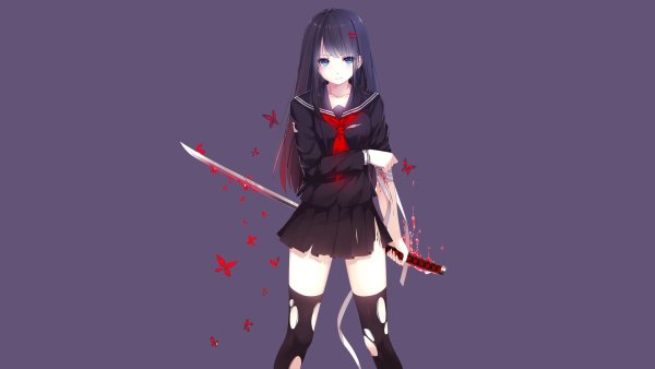 Обои аниме девочка с ножом