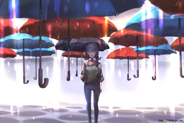 Девушка с зонтом арт